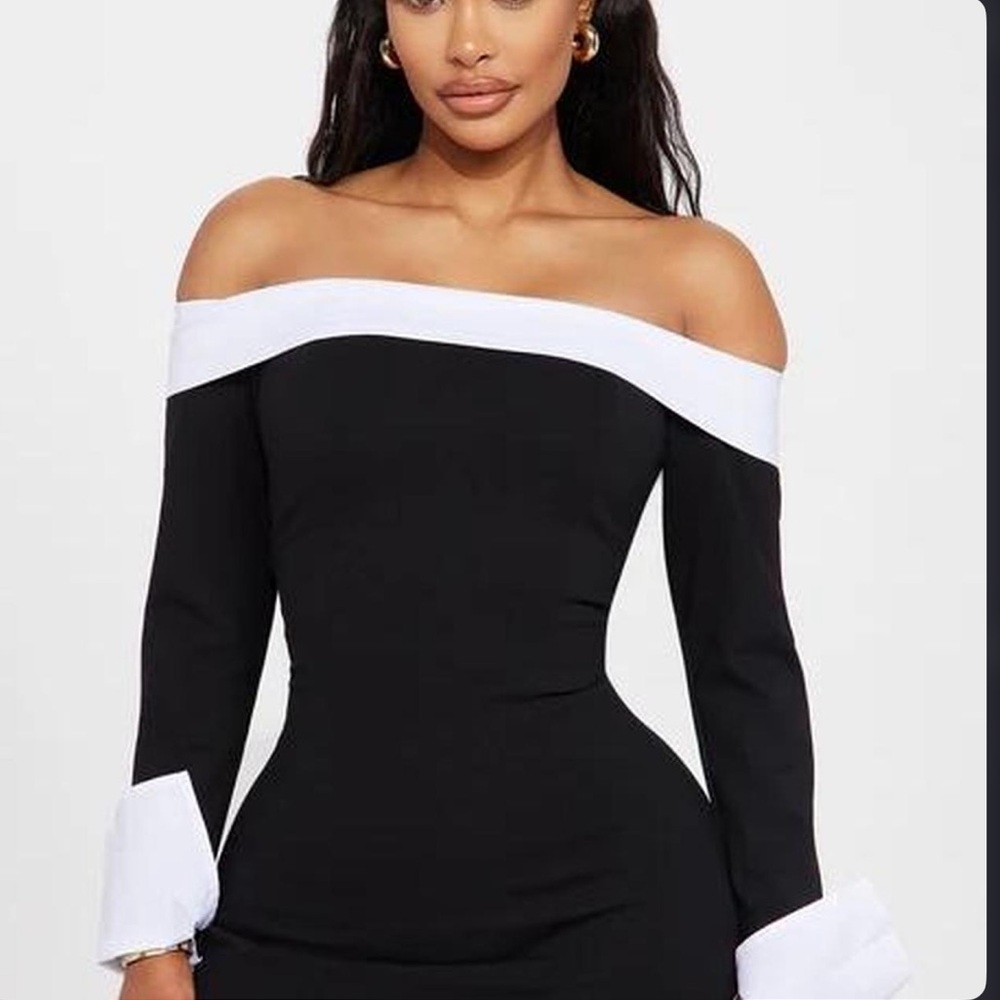 Black and White Off-Shoulder Dress